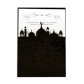 Invito di nozze nero intagliato al laser con silhouette di moschea e luna crescente - Nero