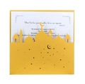 Goldene lasergeschnittene Hochzeitseinladung mit elegantem Mond- und Moschee-Design - Goldgelb