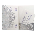 Detailed laser cut silver glitter wedding invitation set with floral hollow pattern - Silver