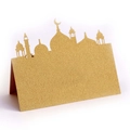 Segnaposto dorato glitterato con silhouette di moschea tagliata al laser per le feste - Beige Oro