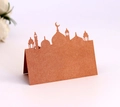 Marque-place de mariage découpé au laser avec silhouette de mosquée rose doré - Bronze Antique