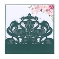 Laser cut dark green wedding invitation set with floral white insert on a plain background - Ink Green