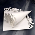 White laser-cut floral paper cone for wedding confetti with intricate lace patterns - 15.CM / White