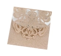 Champagne gold laser-cut wedding invitation with glitter floral vine pattern and inner card - Apple Gold