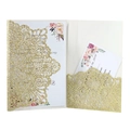 Luxurious gold glitter laser-cut wedding invitation set with floral inner cards - Glitter Golden Yellow
