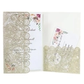Champagne gold glitter laser-cut wedding invitation cover with floral lace patterns - Champagne Gold