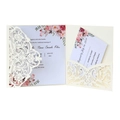 Elegante invito di nozze tagliato al laser con inserto floreale e carta RSVP - Avorio
