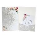 Partecipazioni matrimonio laser argento glitter con inserti floreali e carta RSVP - Argento