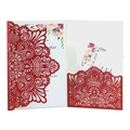 Elegant red glitter laser-cut wedding invitation with intricate mandala floral pattern - Glitter Red