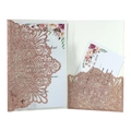 Elegant rose gold glitter laser-cut wedding invitation with floral inner card inserts - Glitter Champagne Gold