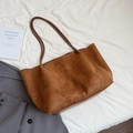Bolso tote marrón de ante sintético con gran capacidad y correas de hombro - Marrón