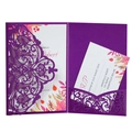 Elegante set per invito di nozze viola tagliato al laser con pizzo e cartolina RSVP - Viola scuro
