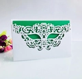 Laser-cut mask design invitation card with white hollow shell and green inner layer - White