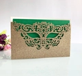 Laser-cut gold glitter mask invitation card set with deep green inner page for parties - Rose Gold