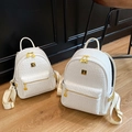 Schicker Mini-Rucksack aus beigem Tweed mit goldenen Reißverschlüssen und Webstruktur - Groß / Gebrochenes Weiß