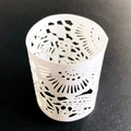White laser-cut decorative paper sleeve with floral patterns for LED candle lights - White