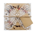 Invitation mariage dentelle découpée laser avec papier kraft et ficelle de jute - Ensemble de Coques en Dentelle Blanche