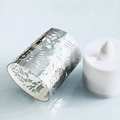 Silver hollow pattern laser-cut paper lampshade with a white LED flameless tea light candle - Reflective Silver