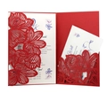 Exquisite laser cut red floral wedding invitation set with elegant white insert cards - Pearlescent Red