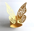 Laser cut gold paper butterfly napkin ring with intricate wing patterns for parties - Gold Yellow
