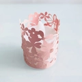 Étui en papier rose découpé au laser avec bougie LED blanche pour décoration de fête - Rose