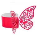 Rond de serviette papillon rouge élégant avec motifs floraux découpés au laser pour fête - Rouge Vif Réfléchissant
