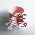 Portatovagliolo rosa tagliato al laser con design a doppia campana per Natale - Rosa