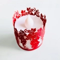 Candela LED con paralume decorativo in carta rossa intagliata a laser a vite - Rosso