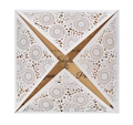 White laser cut floral wedding invitation with brown kraft card insert on white background - White