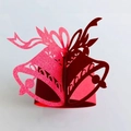 3D Red glitter paper Christmas bell napkin ring with festive laser-cut hollow design - Pearlescent Red
