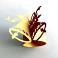 Polished gold metal bell napkin ring with bow design for Christmas table setting - Gold Yellow
