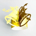 Golden Christmas bell napkin ring with laser-cut hollow design and shiny metallic finish - Reflective Gold