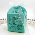 Elegante Tiffany-blaue lasergeschnittene Hochzeits-Gastgeschenkbox mit Mandala-Muster - Türkisblau