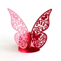 Detailed laser-cut red butterfly napkin ring featuring elegant floral hollow pattern - Pearlescent Red