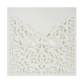 Elegant ivory laser cut wedding invitation card with white satin bow decoration - Ivory