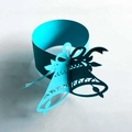 Laser-cut turquoise blue bell napkin ring with bow design for Christmas table setting - Sky Blue