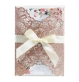 Invito matrimonio glitter oro rosa taglio laser con nastro crema e inserto floreale - Oro Mela