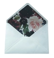 Elegant white wedding envelope with gold foil trim and vintage dark floral liner details - Floral Print Style