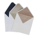 Elegant cream white wedding envelopes with glitter liners in blue, gold, and rose gold - Glitter Lining Style