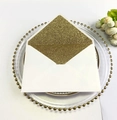 Elegant white envelope with gold glitter lining for luxury wedding invitations and cards - Rectangular Gold Glitter Style