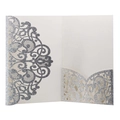 Detailed laser-cut wedding invitation with silver glitter and elegant mandala hollow pattern - Silver Glitter