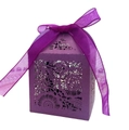 Caja de caramelos europea hueca con lazo de cinta de seda púrpura para regalos de boda - Púrpura profundo
