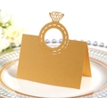 Marque-place élégants dorés découpés au laser en forme de bague diamant pour décor de mariage - Doré