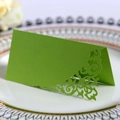 Elegant emerald green laser cut place card for wedding reception and formal events - Bright Green