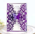 Laser-cut purple butterfly invitation card set for Valentine's Day party and weddings - Dark Purple