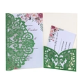 Invitation mariage pailletée verte découpée au laser avec cartes florales et RSVP - Vert Foncé Pailleté