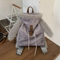 Zaino versatile grigio-viola stile felpa con cappuccio e finiture in pelliccia sintetica - Grigio