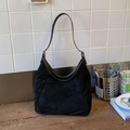 Classic black suede hobo bag with sleek leather strap for elegant casual commute wear - Black