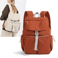 Zaino minimalista in nylon beige chiaro e rosso mattone con fibbie regolabili - Arancione