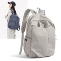 Women lightweight plaid backpack in grey and dark blue color for school and travel - Gray